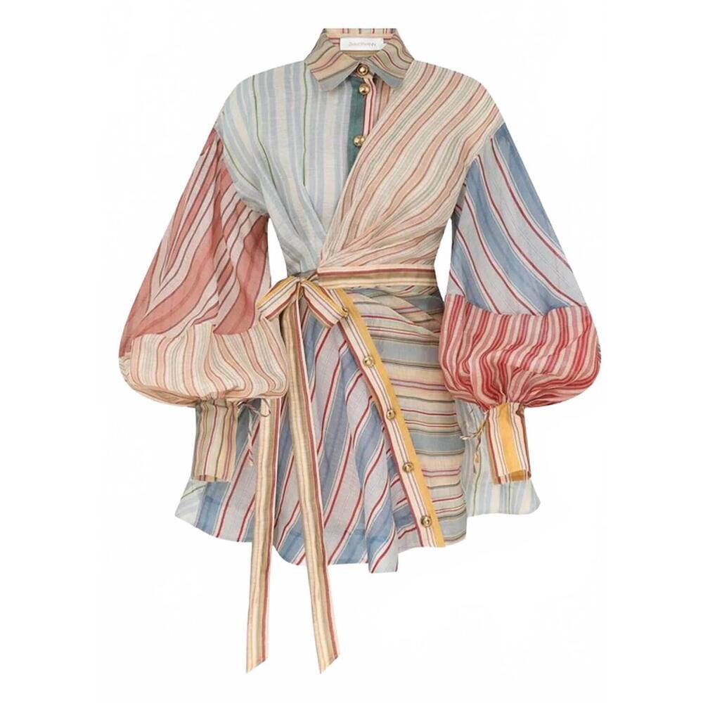 NEW ZIMMERMANN rebellion striped mini dress in spliced stripes - Picture 6 of 6